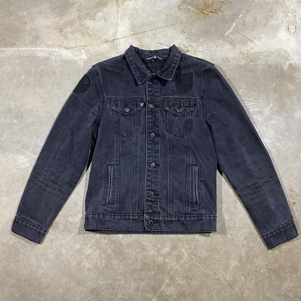 Profound Aesthetic Black Denim Jacket S Quilted Faux Leather